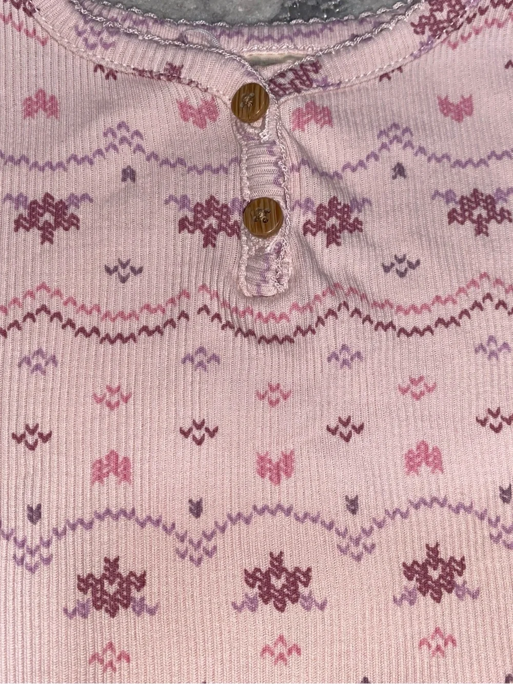 OshKosh B'gosh Pink Patterned Long-Sleeve Henley Top Baby Girl 12 Month